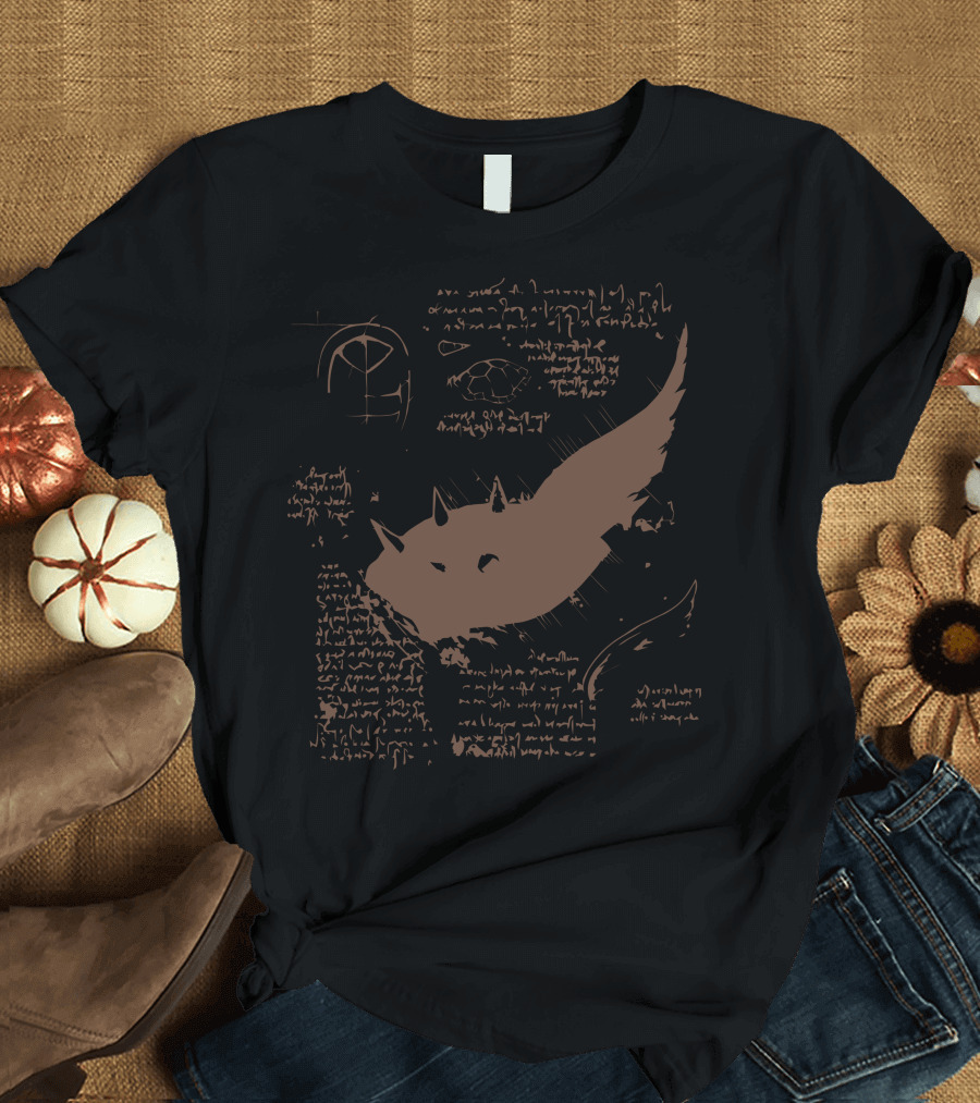 To The Top In The Style Of Da Vinci Winged Creature and Text Accents T-Shirt