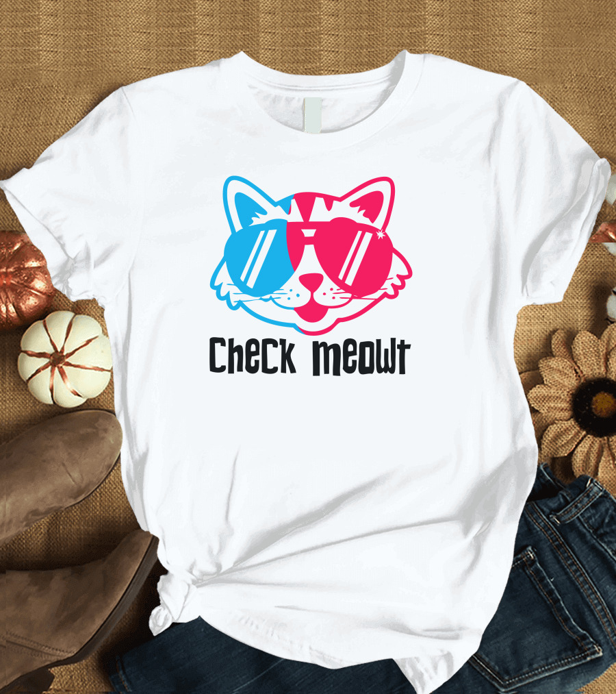 Check Meowt Cool Cat with Sunglasses T-Shirt