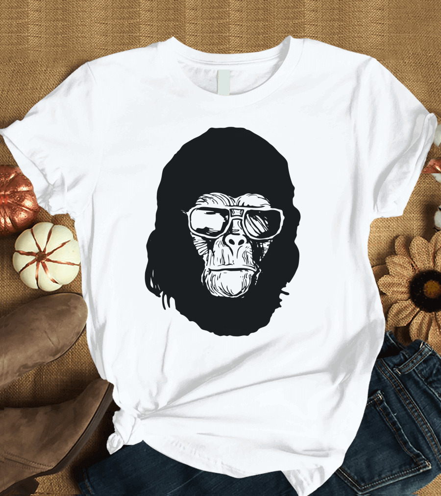 Cornelius Gorilla Wearing Sunglasses One Color T-Shirt