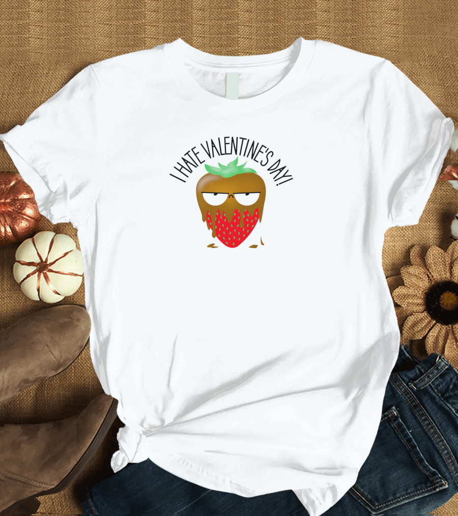 I Hate Valentine's Day Grumpy Chocolate Strawberry T-Shirt