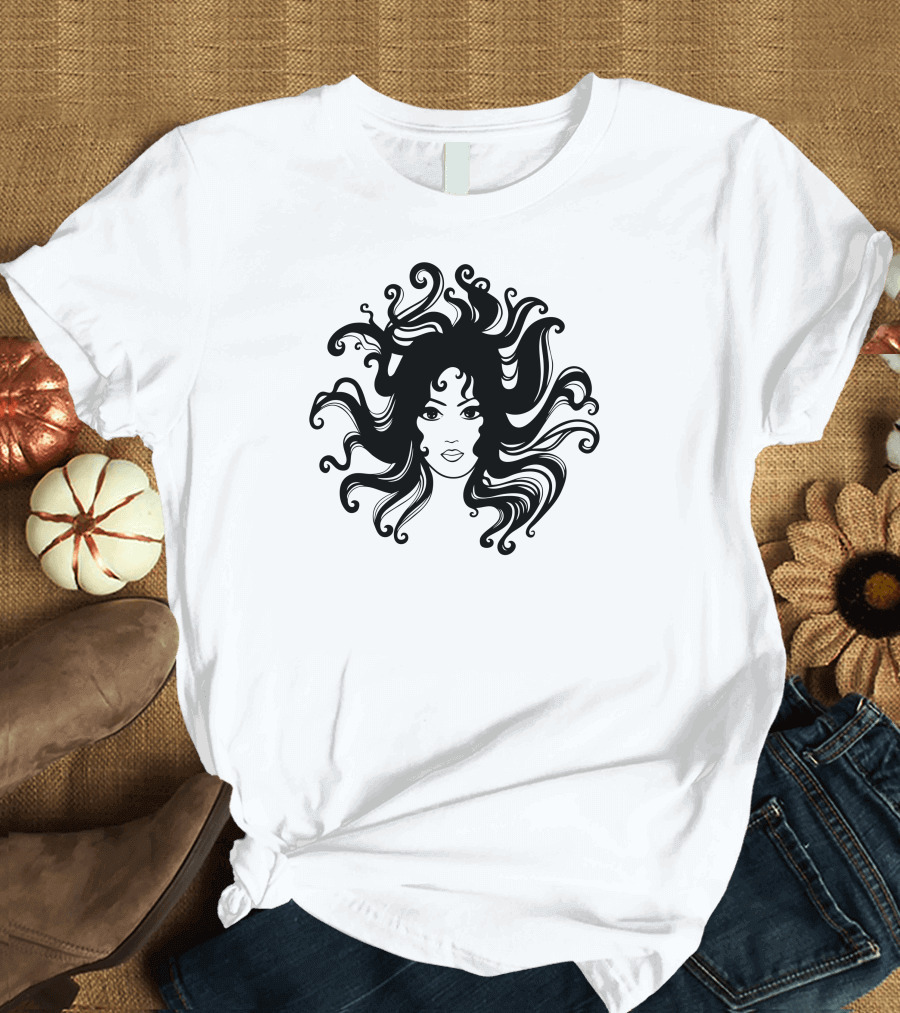 Offensive Women Hairs Face with Flowing Curls T-Shirt