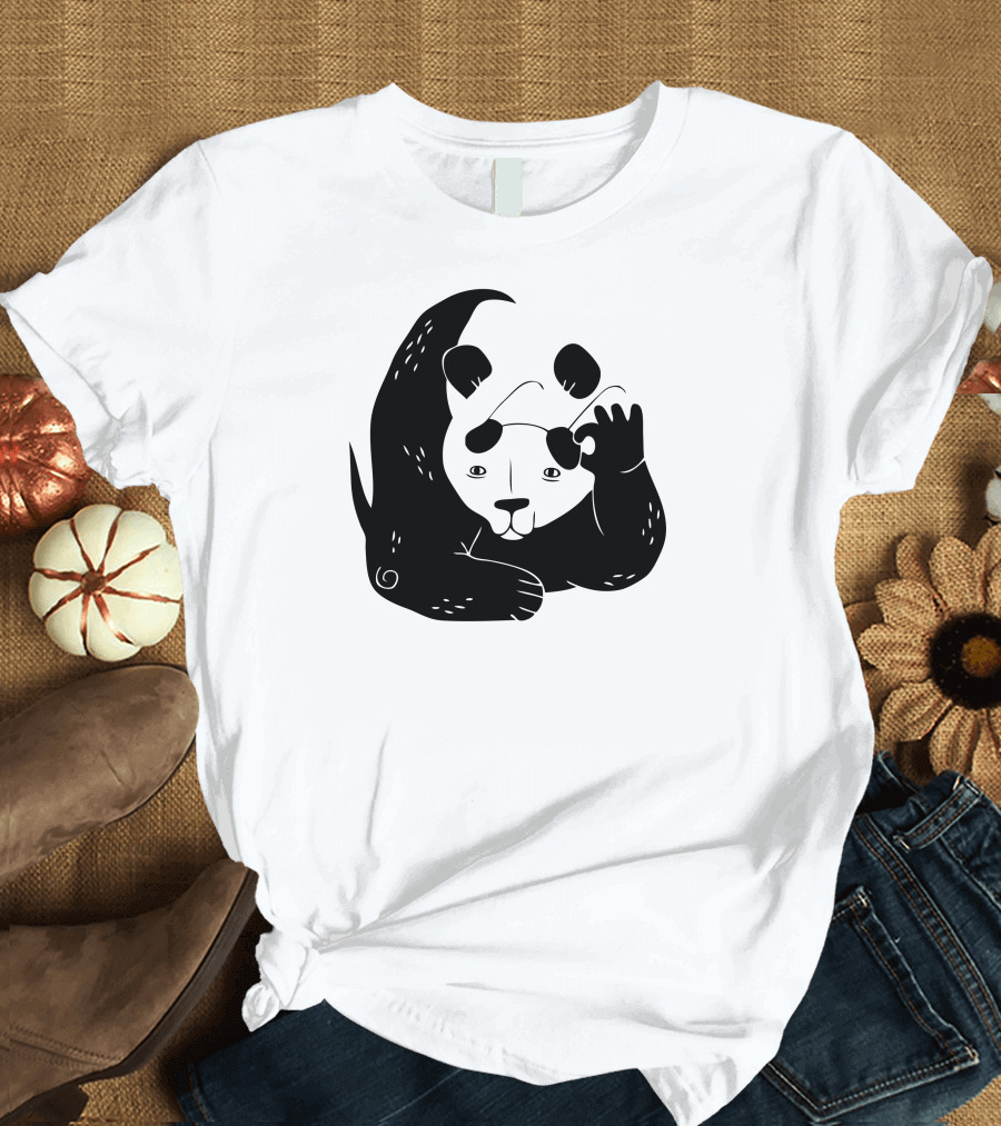 Panda Making Glasses Gesture T-Shirt