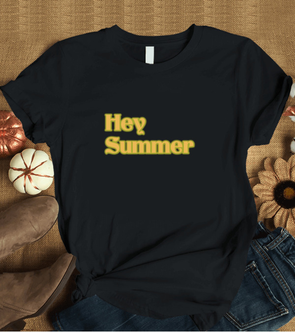 T-Shirt: Hey Summer Fun Bright Yellow Retro Vibes T-Shirt Hey Summer Fun Bright Yellow Retro Vibes T-Shirt