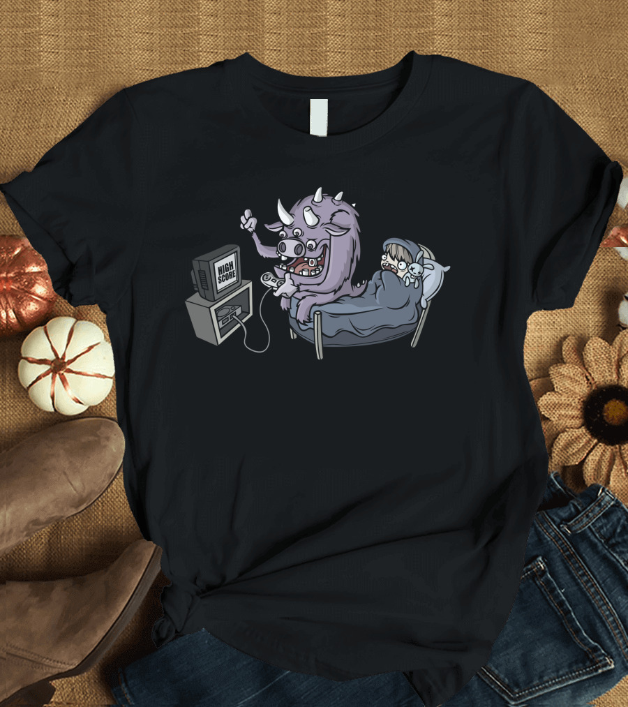 Monster Achieves High Score While Gaming in Bedroom T-Shirt