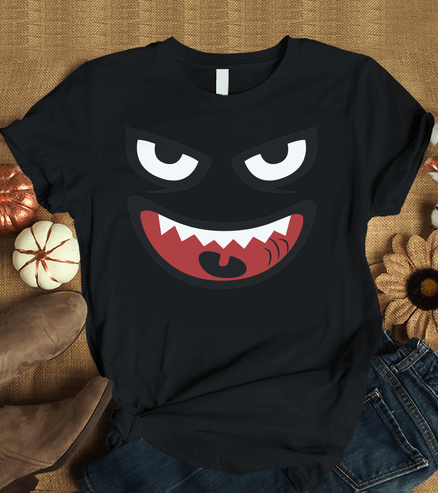 Monstre Visage Evil Grin Graphic Face T-Shirt