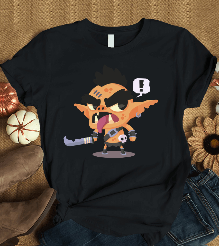 Mordork Goblin Character Cartoon Tongue Skull Exclamation T-Shirt