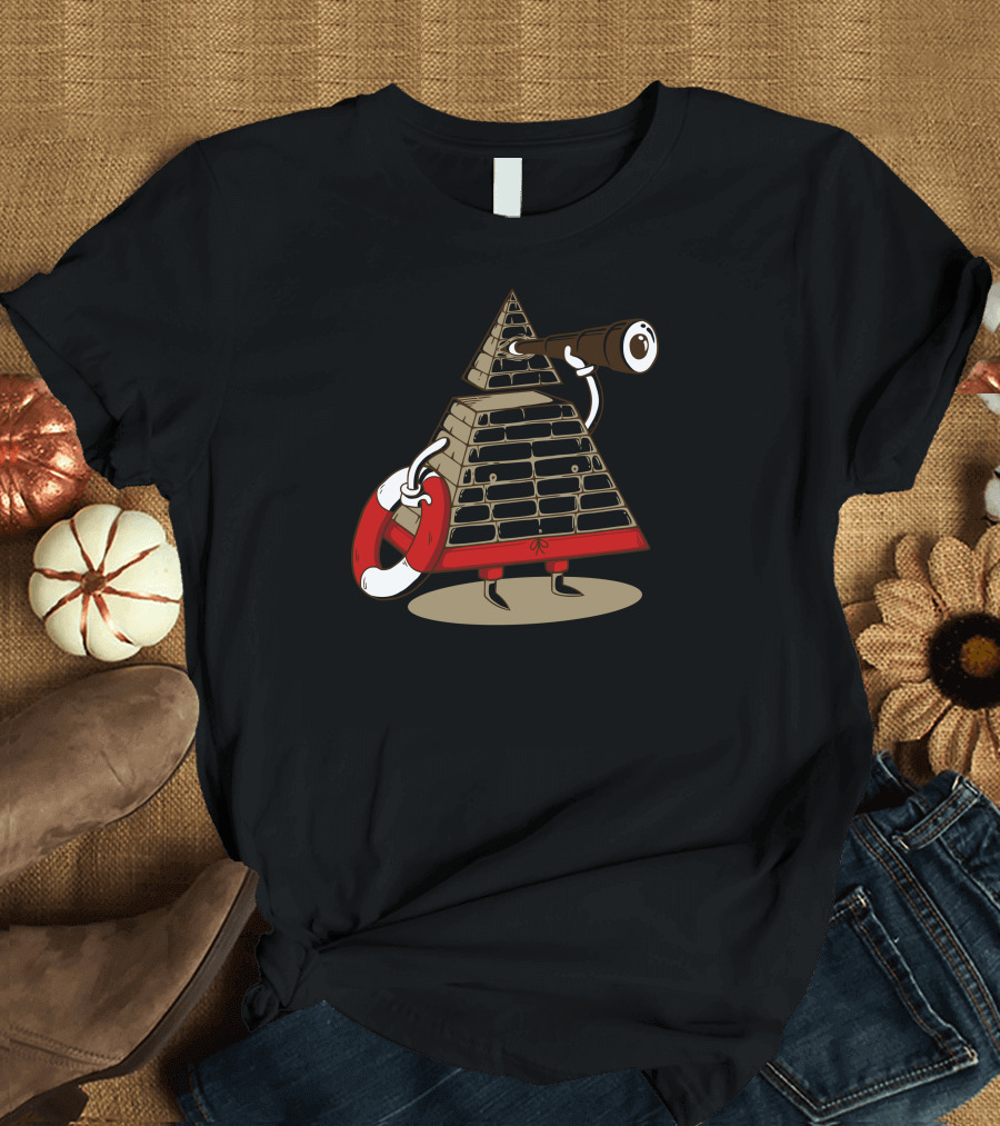 Beach Guard Pyramid with Lifebuoy and Telescope T-Shirt