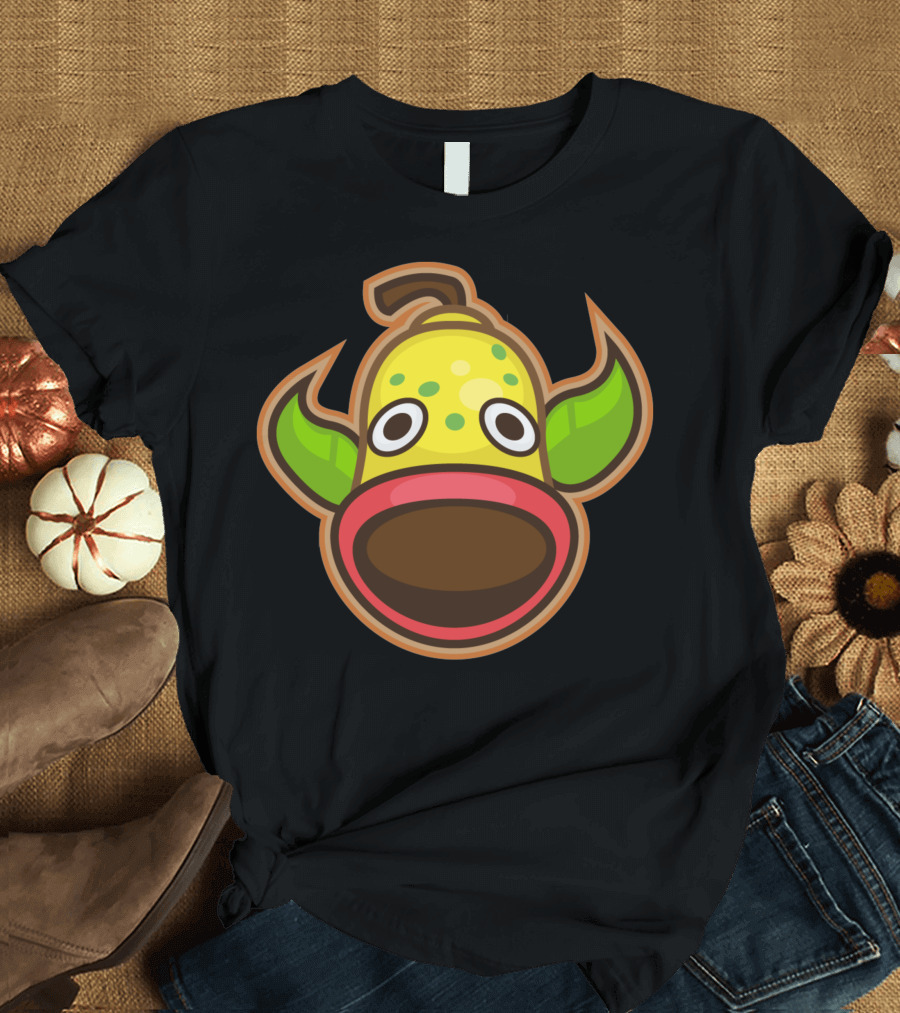 Carnivorous Bell Sprout Creature Face Retro Emblem T-Shirt
