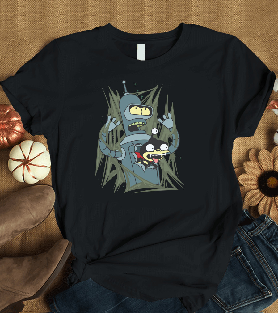 Bender and Nibbler Futurama Alien Attack Adventure T-Shirt