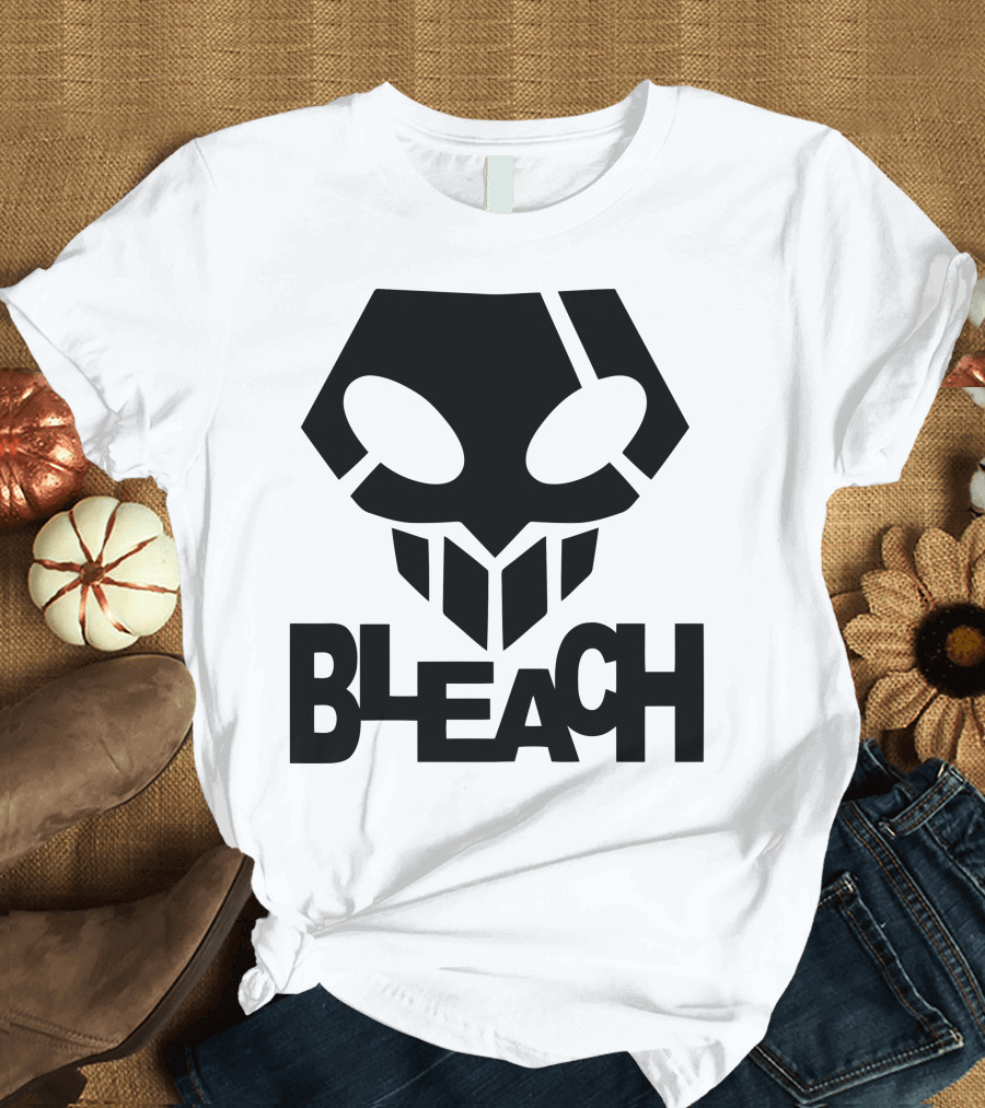 Bleach Skull Icon with Stylized Typography T-Shirt