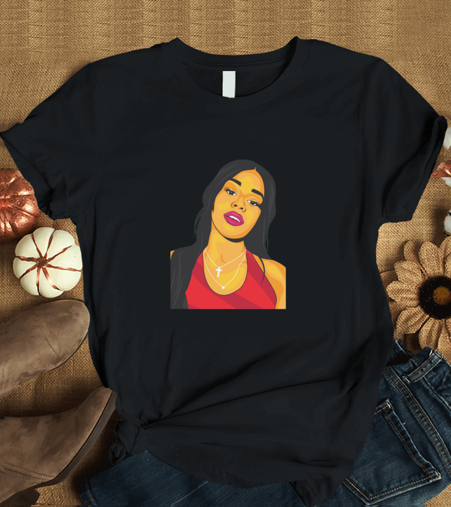 Azealia Vector Portrait Red Top Minimalist T-Shirt