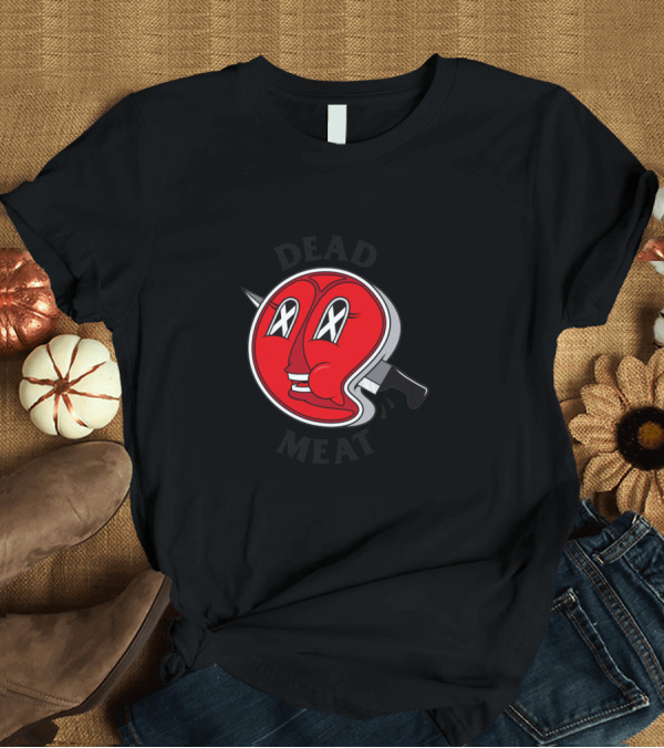 T-Shirt: Dead Meat Cartoon Steak with Knife and Face T-Shirt Dead Meat Cartoon Steak with Knife and Face T-Shirt