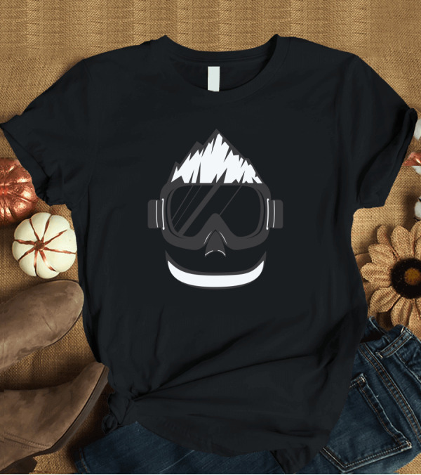 T-Shirt: Ski Face Minimalist Goggles and Monochrome Mountain Hair T-Shirt Ski Face Minimalist Goggles and Monochrome Mountain Hair T-Shirt