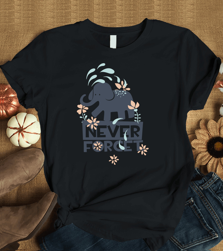 Never Forget Elephants Floral T-Shirt
