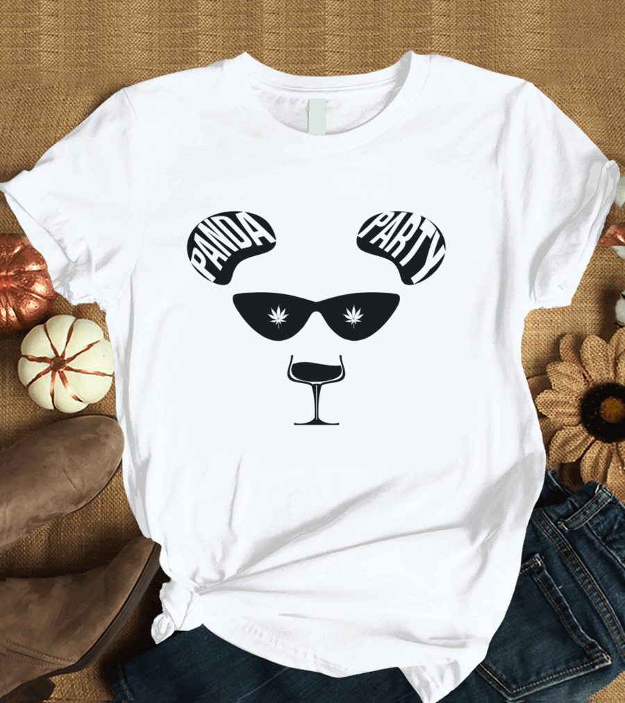 Panda Party Sunglasses Leaf T-Shirt