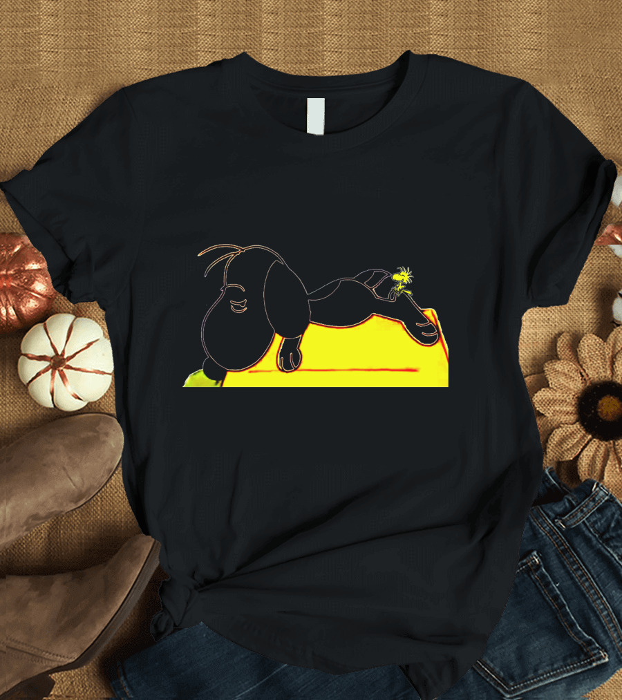 Snoopy Tired Of Feeling Sleeping on Doghouse with Woodstock T-Shirt