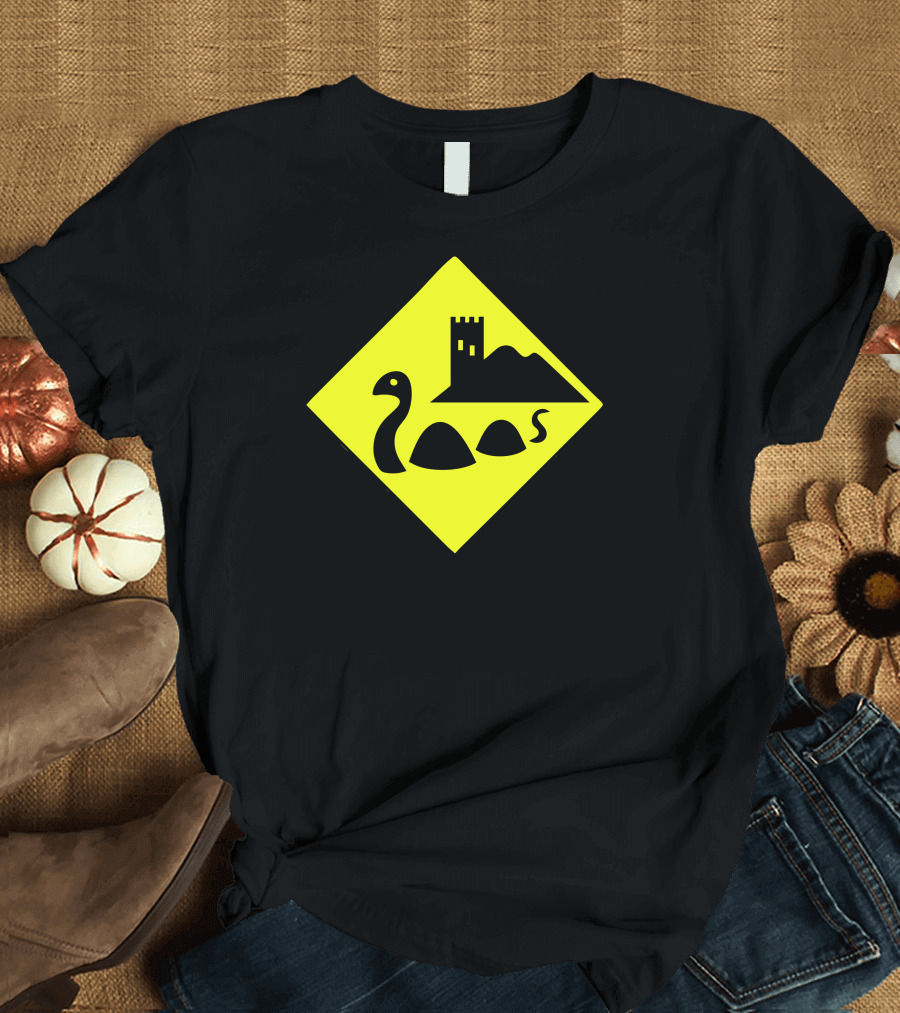 Nessie Scotland Loch Ness Warning Sign Castle T-Shirt