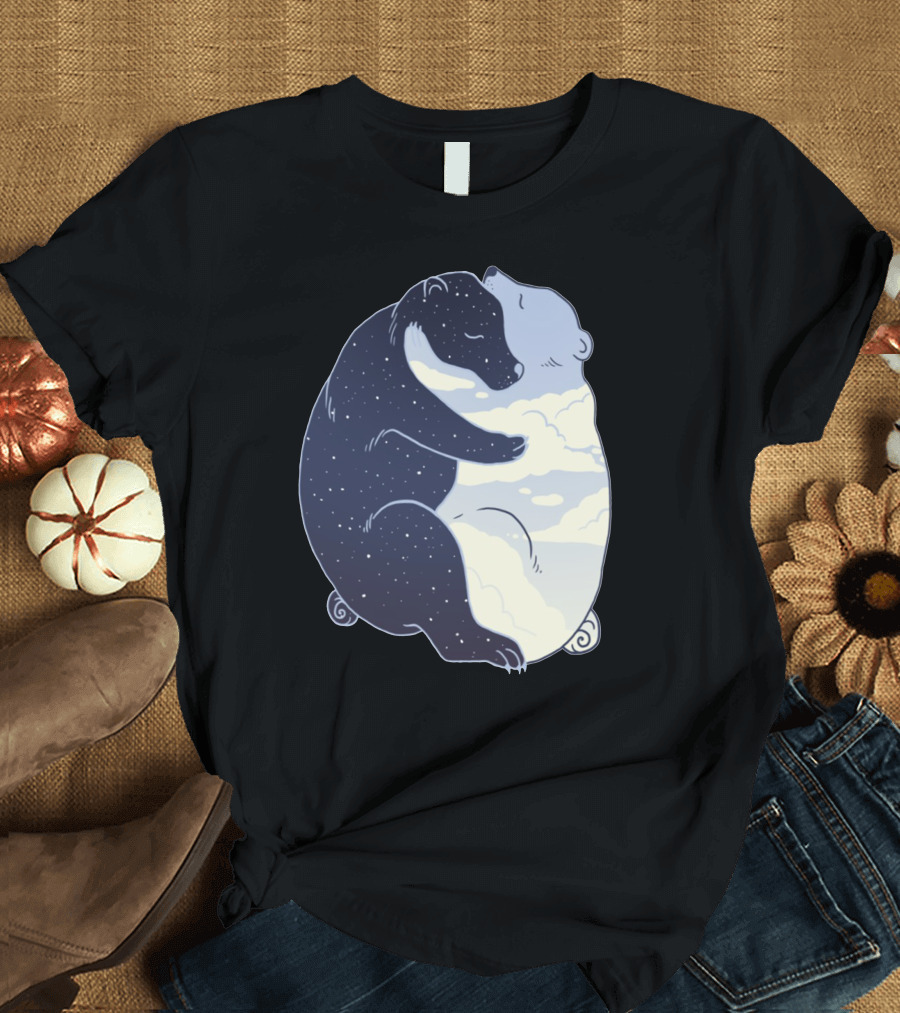 Protect Our Fat Bears Night and Day Hugging Polar and Grizzly Bears T-Shirt