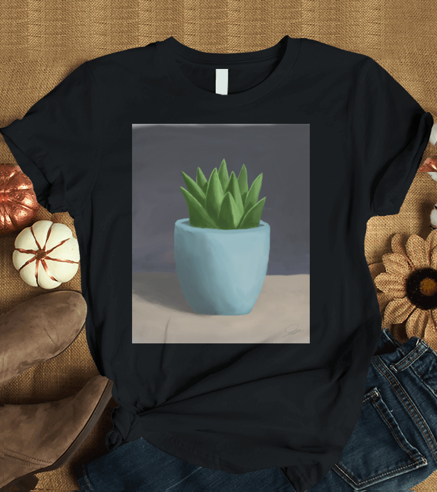 Signature Green Plant in Blue Pot T-Shirt