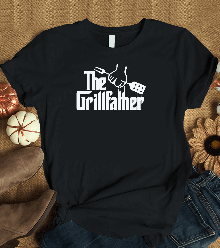The Grillfather Funny BBQ Spatula and Fork Hand T-Shirt
