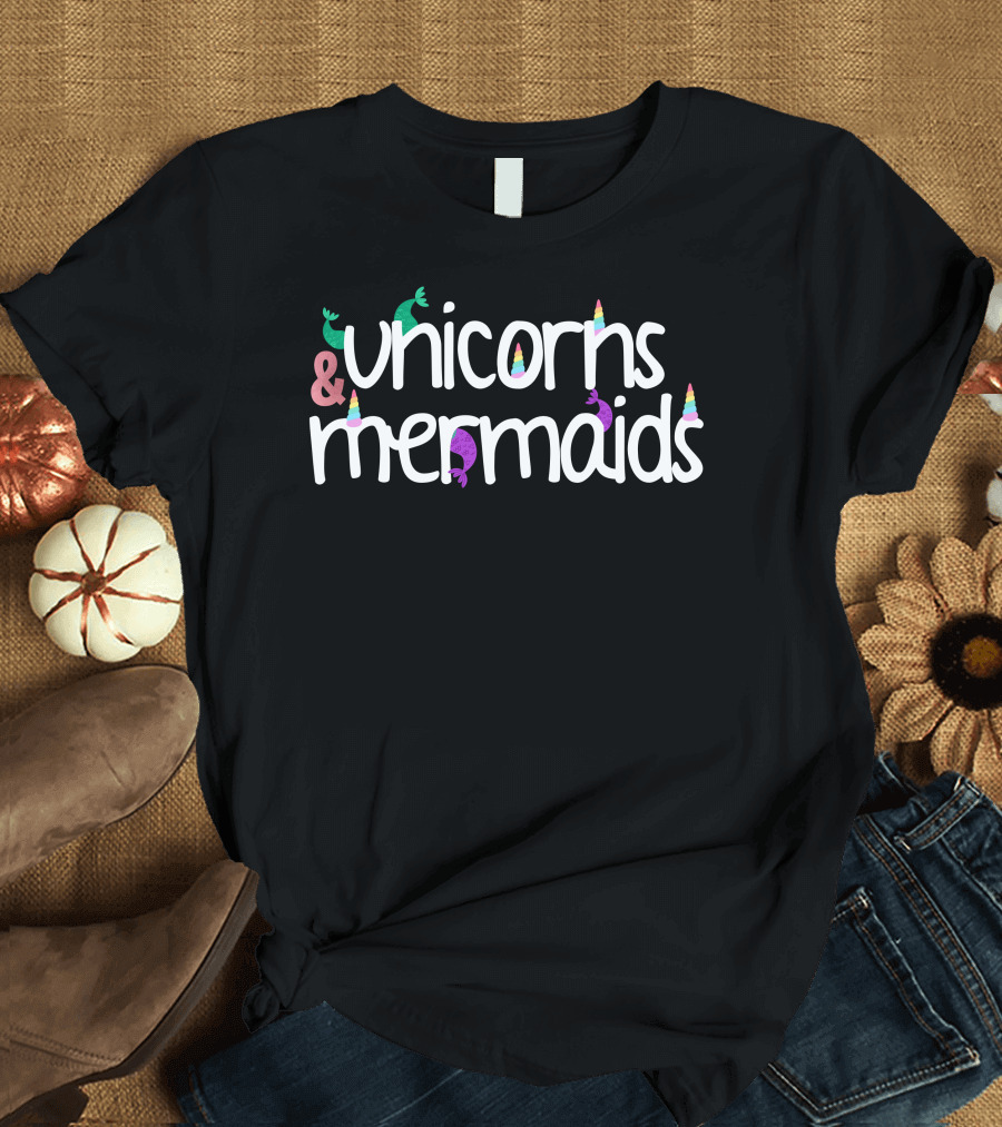 Unicorns and Mermaids Rainbow Accents T-Shirt