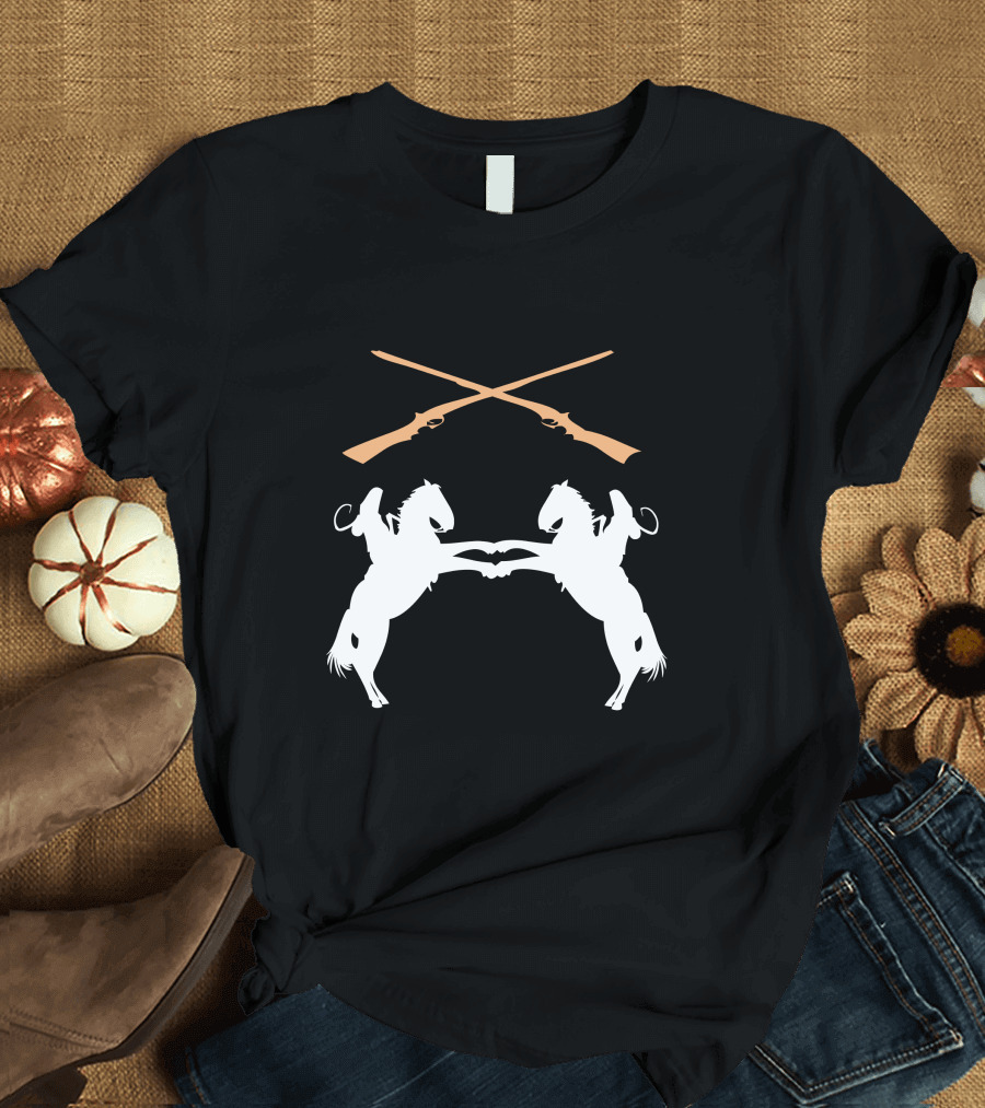 WANTED REWARD 1,000 $ CROSSED RIFLES HORSEBACK COWBOY DUO T-Shirt