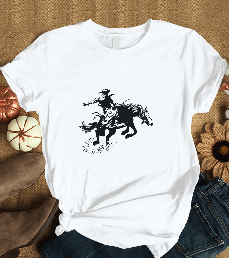 Cowboy Action Rider on Galloping Horse T-Shirt