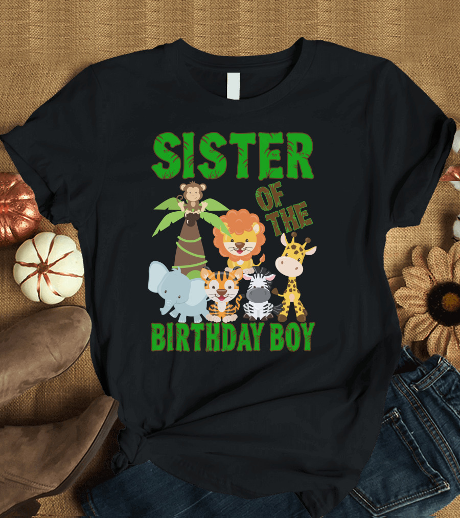 Sister of the Birthday Boy Jungle Animals T-Shirt