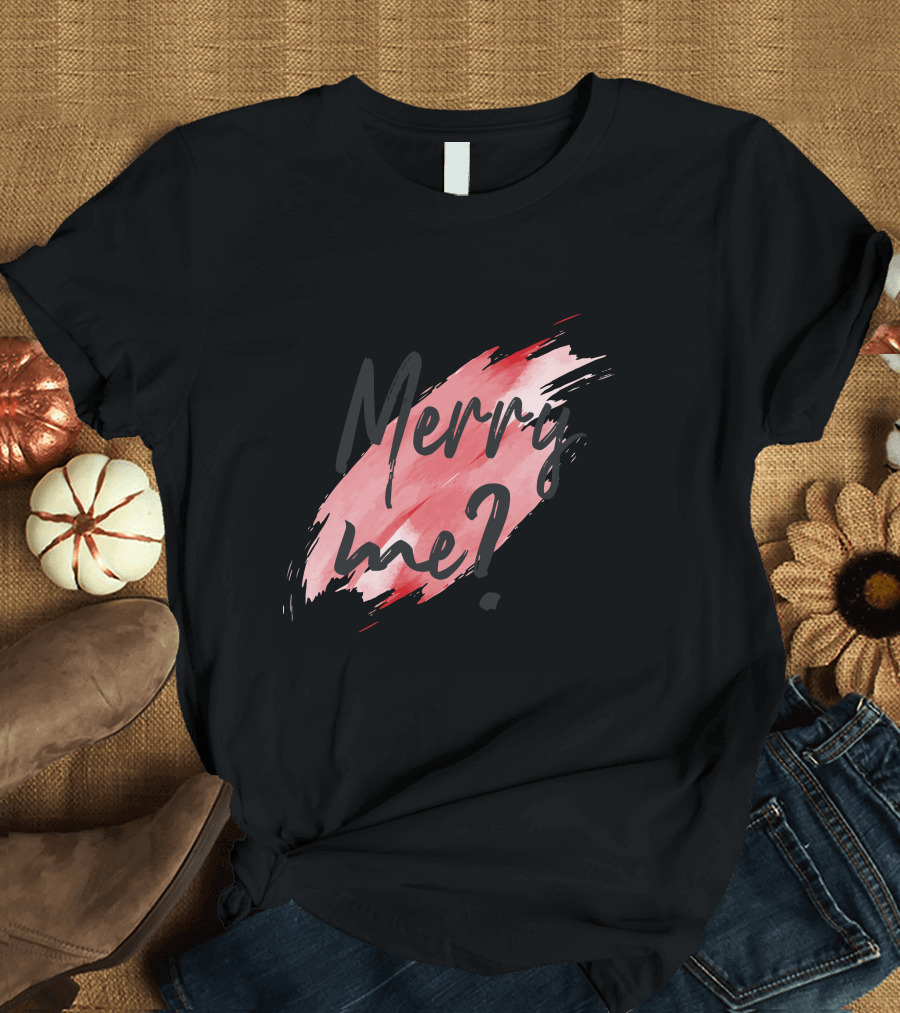 Merry Me? Brushstroke Style Black and Red T-Shirt