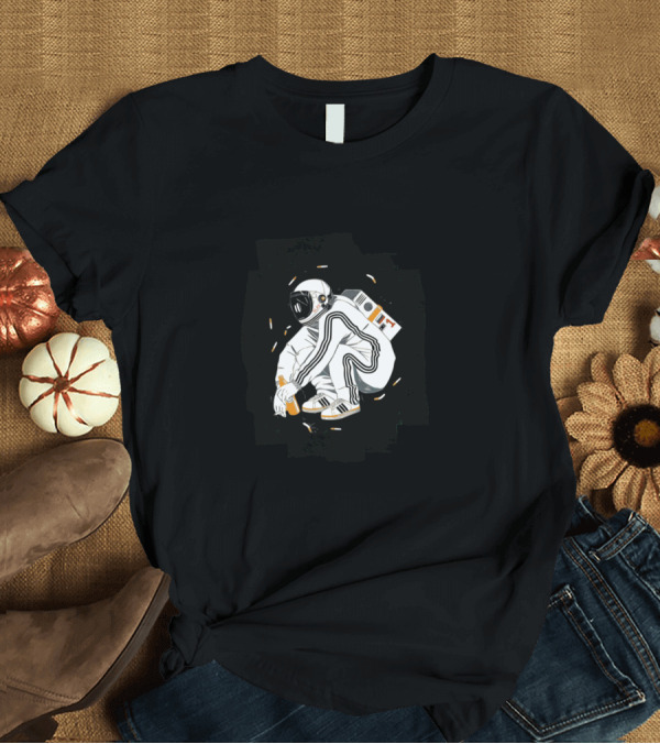 T-Shirt: Squatting Gopnik Slav Cosmonaut Tracksuit Style Astronaut with Space Drink T-Shirt Squatting Gopnik Slav Cosmonaut Tracksuit Style Astronaut with Space Drink T-Shirt