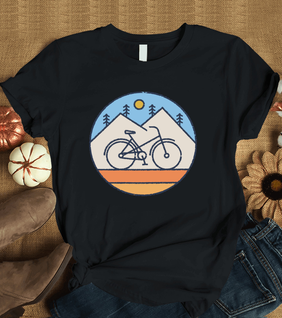 I Love Cycling with Mountain and Sun Scene T-Shirt