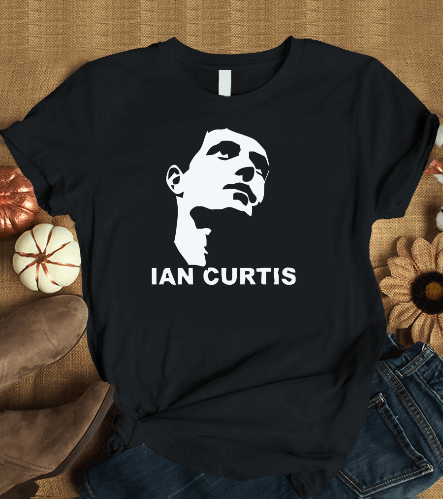Ian Curtis Black and White Stencil T-Shirt
