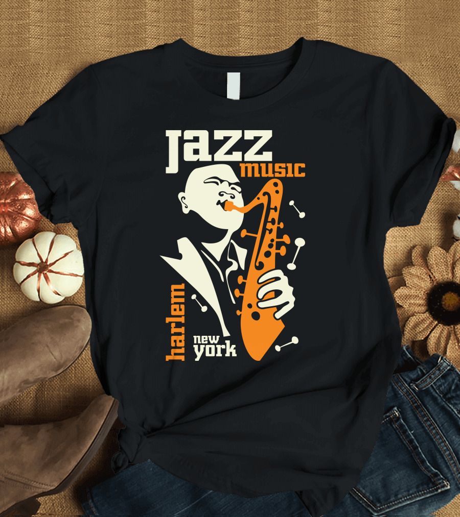 Jazz Music Harlem New York Saxophone Player T-Shirt