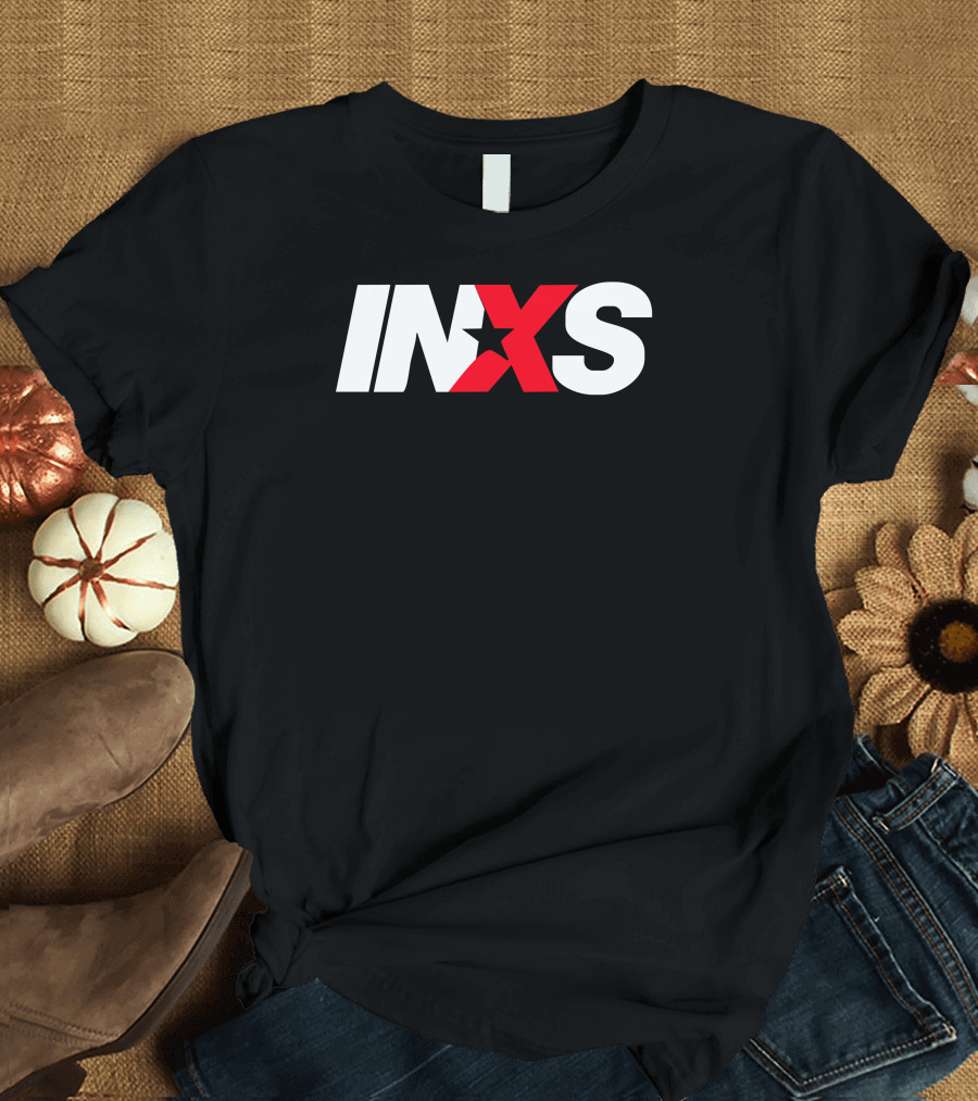 INXS Logo with Red Star and Bold White Letters T-Shirt