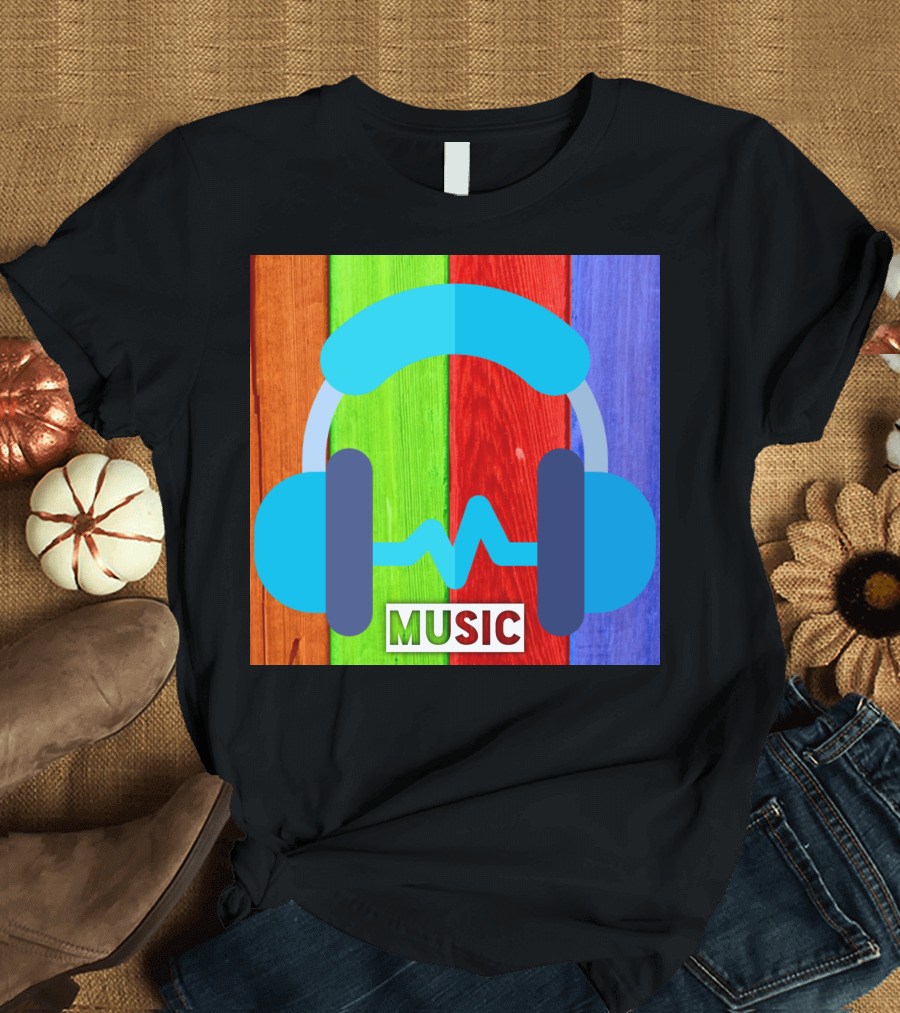 Party Wear Music Headphones Colorful Background T-Shirt