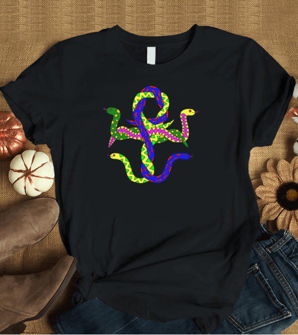 T-Shirt: Snakeankh Vibrant Multicolored Snakes Entwined in Ankh Shape T-Shirt Snakeankh Vibrant Multicolored Snakes Entwined in Ankh Shape T-Shirt