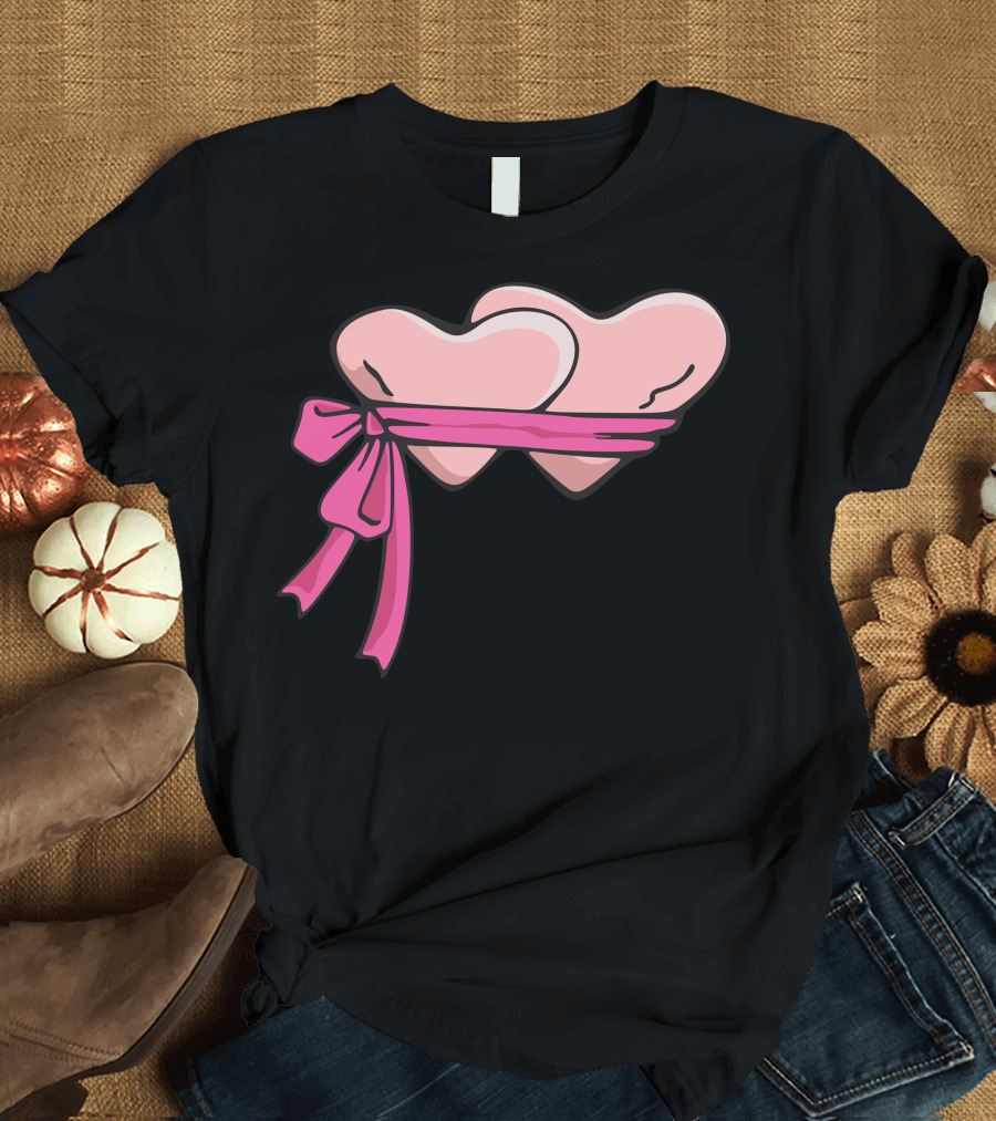 True Love Hearts with Pink Bow T-Shirt