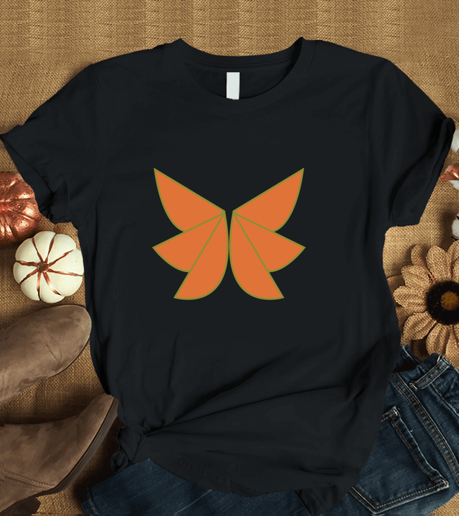 Orange Geometric Butterfly Shape T-Shirt