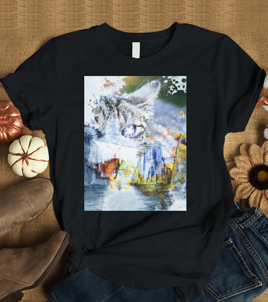 Cademon Cat Cityscape Fusion T-Shirt