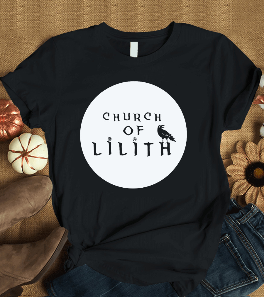 Church Of Lilith Raven Pentagram Circle T-Shirt
