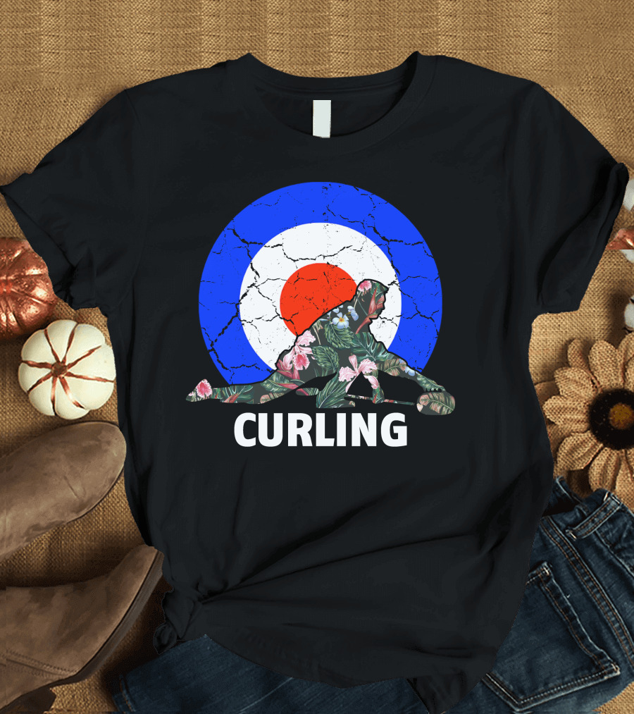 Curling Flower Pattern Target T-Shirt