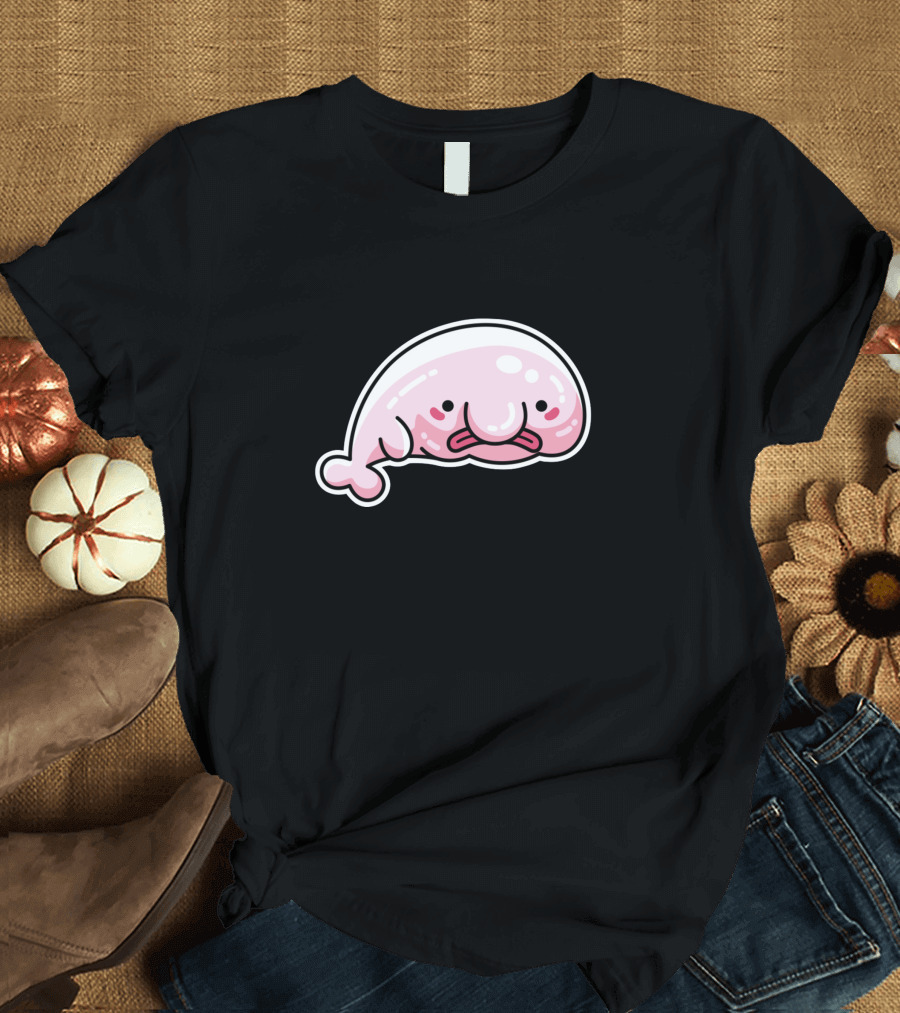 Cute Blobfish Sticker Style Cartoon T-Shirt