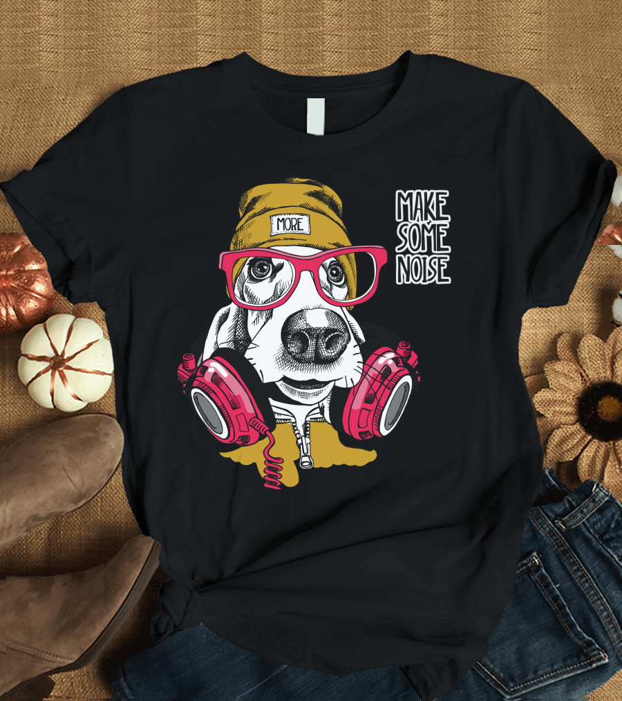 MORE Make Some Noise Dog Headphones T-Shirt