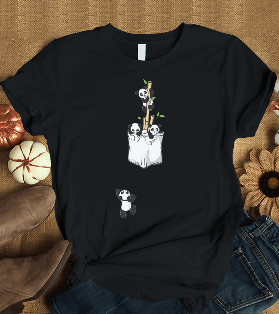 Panda Family Bamboo Pocket Adventure T-Shirt