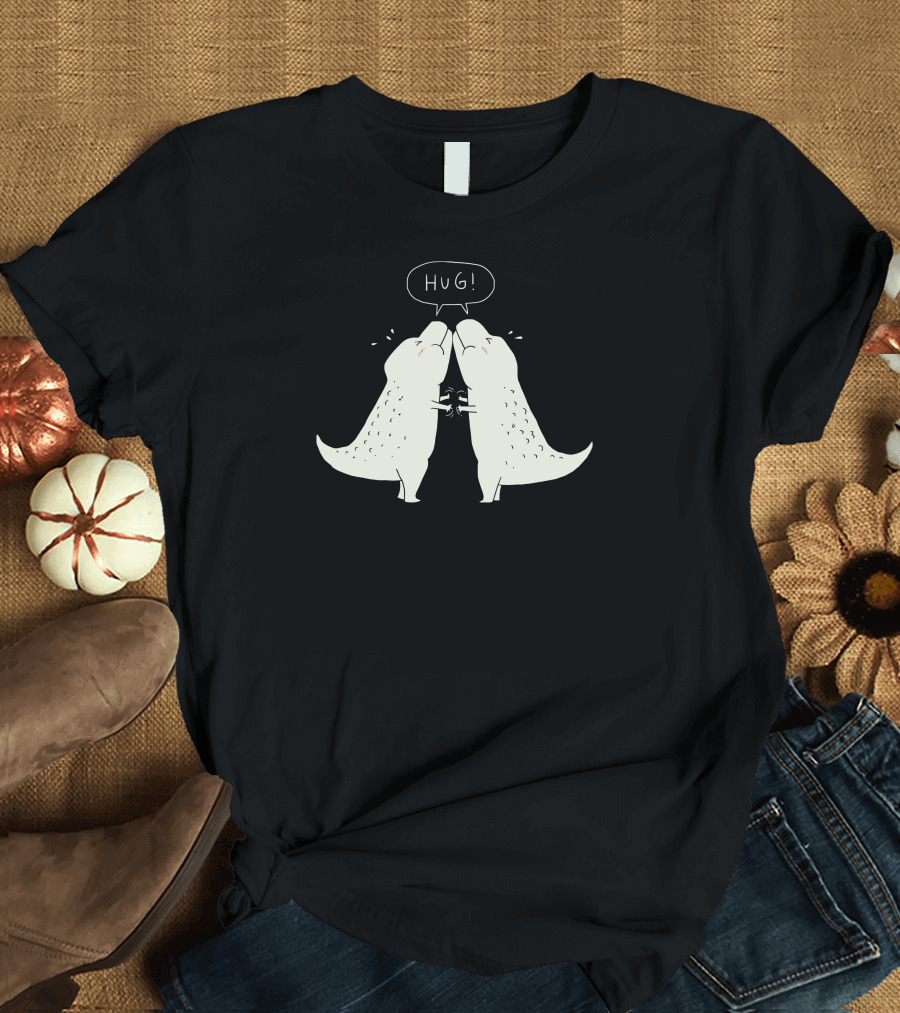 Dino Hug Cute T-Rex Embrace with Speech Bubble Hug T-Shirt
