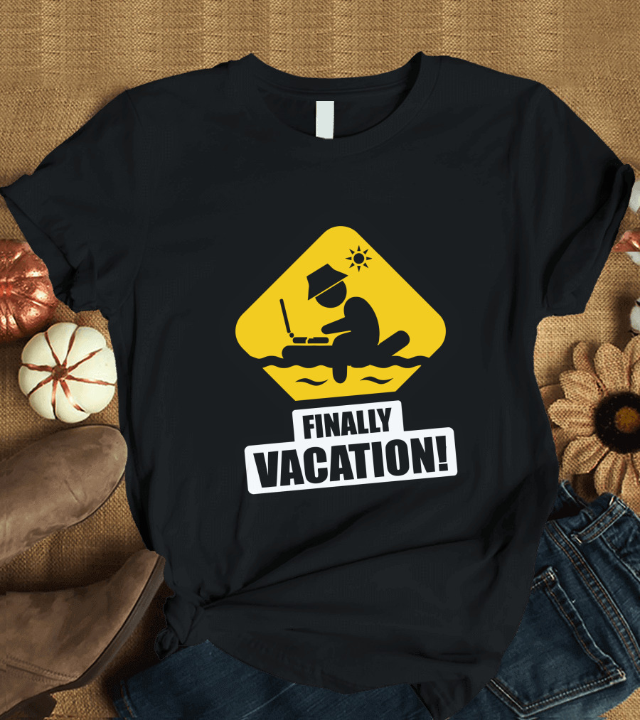 Finally Vacation Laptop Beach Sun T-Shirt