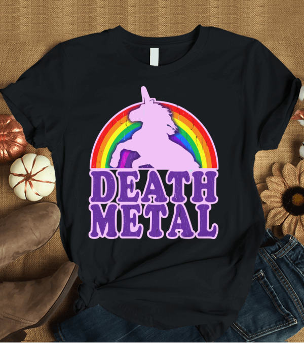 T-Shirt: Death Metal Unicorn Rainbow T-Shirt Death Metal Unicorn Rainbow T-Shirt