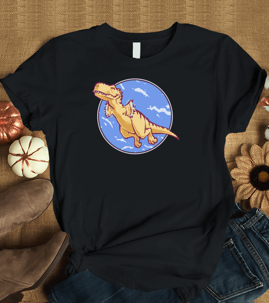 I Believe I Can Fly Dinosaur Shirt Funny Cartoon T-Rex Sky T-Shirt