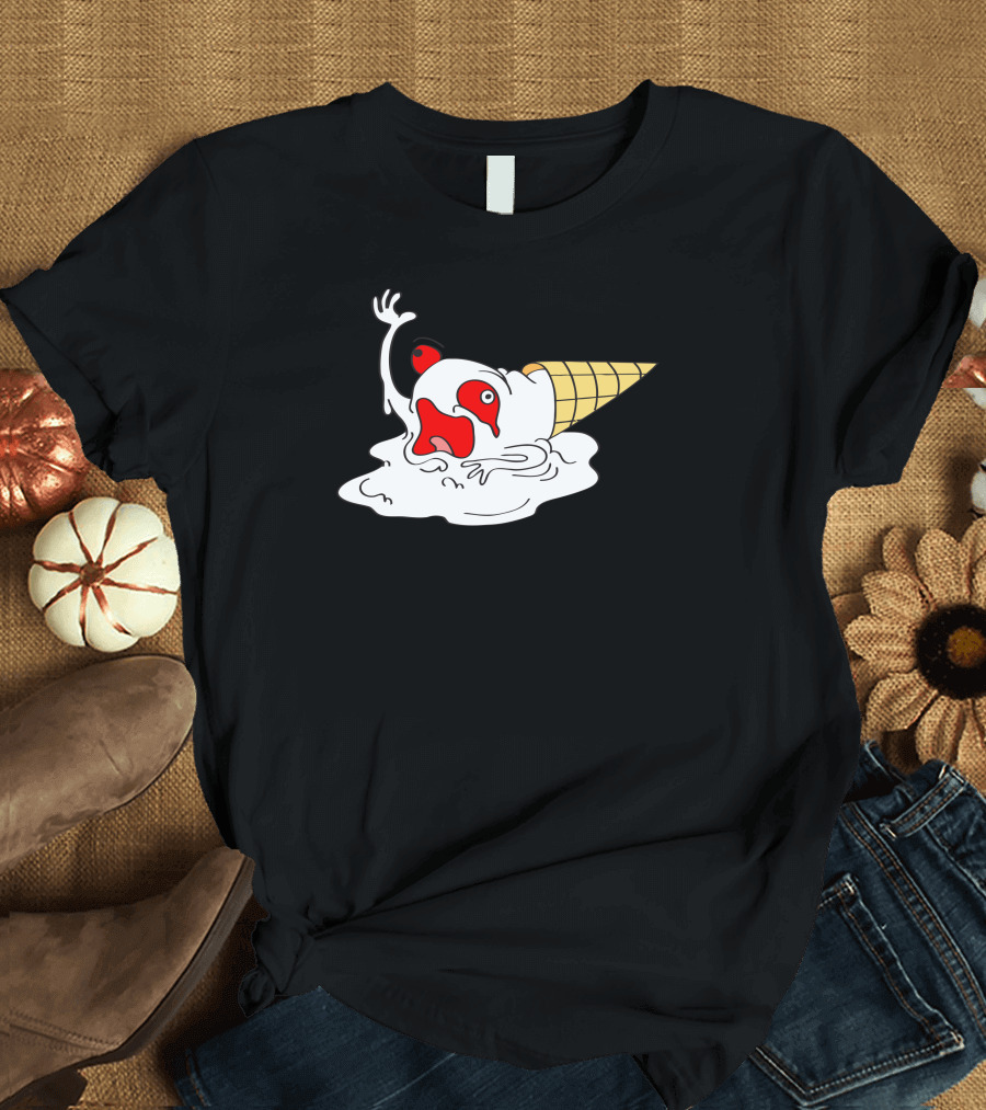 Ice Cream Meltdown Faces Humanity with Comic Despair T-Shirt