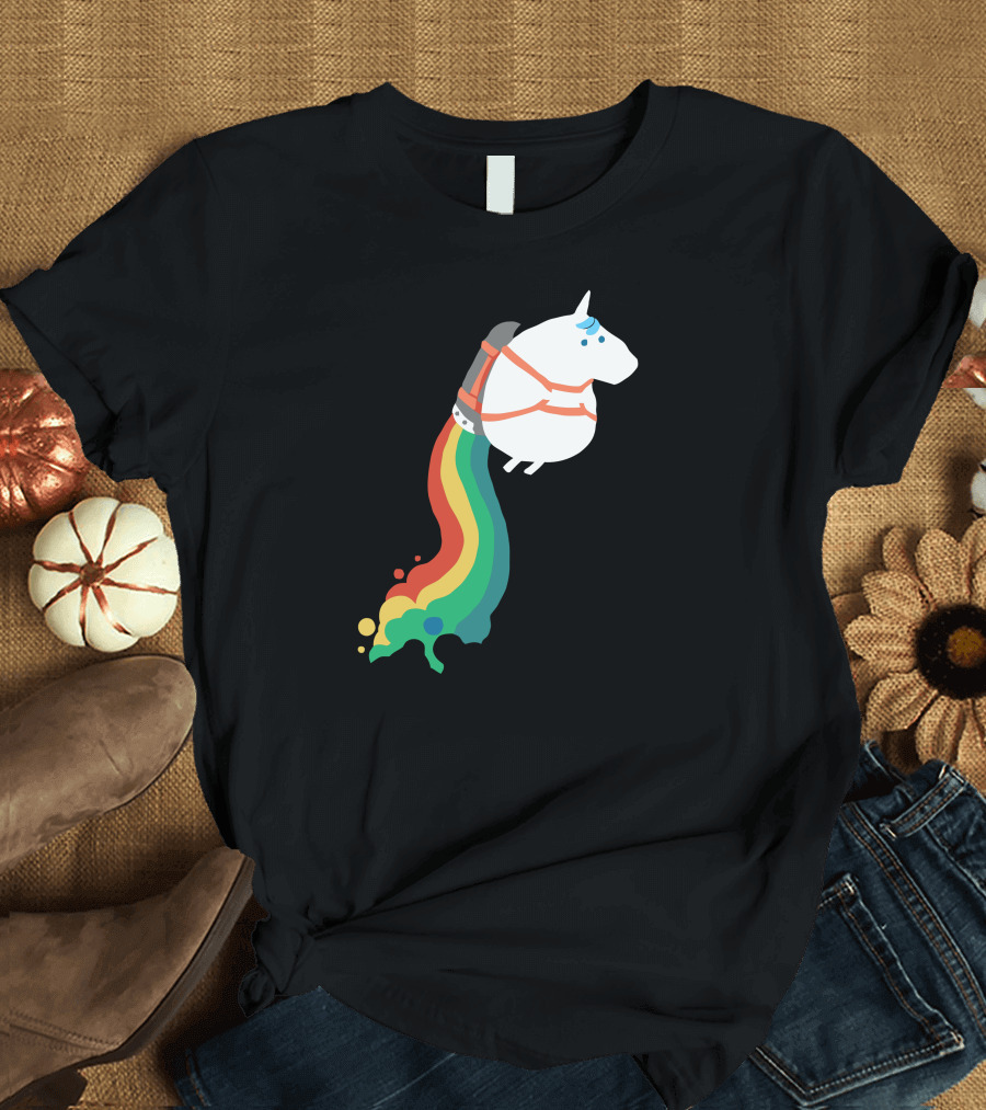 Jetpack Rainbow Fart Unicorn T-Shirt